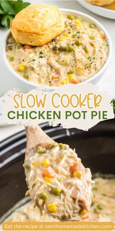 this slow cooker chicken pot pie is the perfect way to use up leftovers