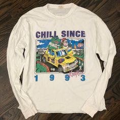 Brandy Melville John Galt Graphic Long Sleeve Top With “Chill Since 1993” Print. Very Soft. No Tags But Never Worn. One Size But Would Fit S/M Retro Long Sleeve Top With Funny Print, Vintage Long Sleeve Tops With Cartoon Print, 90s Inspired Long Sleeve Top With Letter Print, 90s Inspired Long Sleeve Letter Print Tops, 90s Inspired Long Sleeve Cotton Top, 90s Inspired Long Sleeve Graphic Print Tops, 90s Inspired Long Sleeve Graphic Top, Chill Since 1993, Tops Brandy Melville