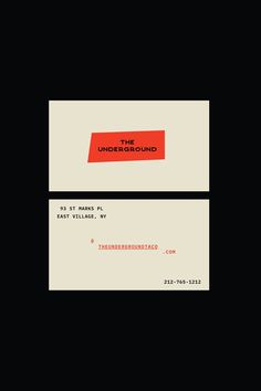 two business cards with the words underground on them