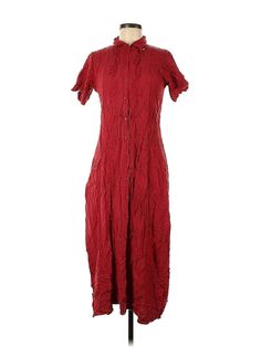 Assorted Brands Casual Dress Size: Medium Red Dresses - used. 100% RAYON, Shirtdress, Tie Neck, Midi/Calf Length, Short Sleeve | Casual Dress - Shirtdress: Red Dresses - Used - Size Medium Casual Dresses For Women, Neck Tie, Red Dress, Casual Dress, Casual Dresses, Women Handbags, Womens Dresses, Red, Dresses