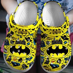 Batman Pow Movie Crocs Crocband Clogs Shoes Comfortable For Men Women And Kids Batman Crocs, Batman Yellow, Cute Batman, Crocs Slippers, Clogs Style, Crocs Crocband, Clog Shoes, Crocs Clogs, Shoes Comfortable