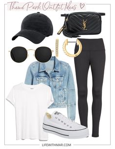 Ootd For Amusement Park, Classy Amusement Park Outfit, Womens Theme Park Outfits, Theme Park Outfits Leggings, Roller Coaster Outfit Summer, Cute Theme Park Outfits Winter, Day In The Park Outfit, Casual Outfits For Amusement Park, Trendy Theme Park Outfits