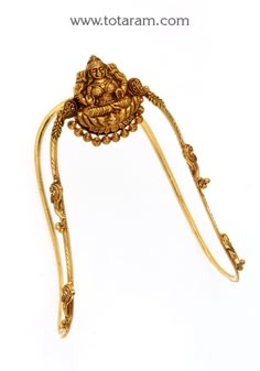 22 Karat Gold 'Lakshmi' Arm Vanki - Ara Vanki (Temple Jewellery)   - 235-ARMV336 - in 30.050 Grams for USD $2701.59.  Made in India by Totaram Jewelers Online this product is in Gold - 22 Karat BIS Hallmark 916 Gold  & is an excellent gift for Adult - Women. Ships fully insured with secured guaranteed delivery for free with your order over $250 from New Jersey USA & comes with 30 days exchange policy. Hand Vanki Designs, Simple Vanki Designs, Aravanki Gold Designs Latest, Latest Vanki Designs, Gold Vanki Designs, Vanki Models In Gold