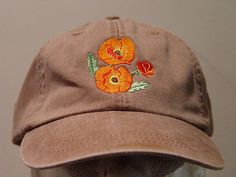 POPPY FLOWER Hat  Embroidered Women Garden Cap  30 Colors Sunflower Hat, How To Wash Hats, Flower Hat, Embroidery On Clothes, Flower Hats, Embroidered Hats, Periwinkle Blue, Flower Shirt, Mothers Day Shirts