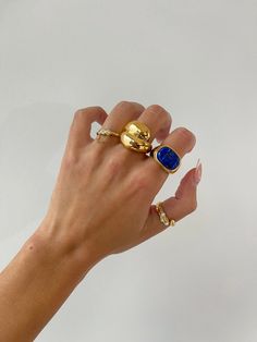 Gemstone Ring, Chunky Gold Rings, Statement Ring Irregular Chunky Gemstone Ring, Thick Agate Ring, Gold Filled Ring, Chunky Gold Band Agate - Etsy Chunky Gold Rings, Bubble Dome, Gold Dome Ring, Blue Gemstone Rings, Trending Engagement Rings, Dome Ring, Gold Filled Ring, Stacked Jewelry, Ring Crafts