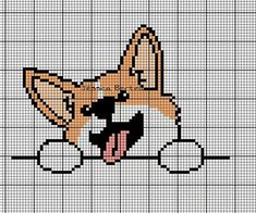 a cross stitch pattern with an image of a dog on it's face and paws