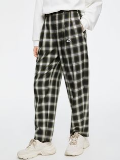 Details: Simple and refreshing plaid pants Classic loose straight leg pants with high waistline Seam plaids are symmetrical, showing quality Materials & Care: Polyester fiber 100% Hand wash | Dry clean Do not bleach Size & Fit: Model is 5'7", Bust 32, Waist 24, Hips 35, wearing a size S Item #: LL3PA13 Green Plaid Pants, Sale Promotion, Plaid Pants, Chic Me, Green Plaid, Straight Leg Pants, Business Casual, Leg Pants, Sweat Shirt