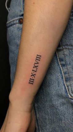 Birthdate Tattoo Roman Numeral, Date Ideas For Tattoos, Family Roman Numeral Tattoo, Birthdate In Roman Numerals Tattoo, Tattoo Roman Numeral Ideas, Tattoos In Roman Numerals, Roman Numeral Tattoo Styles, Roman Numerals Tattoo Placement, Tattoo Of Roman Numerals