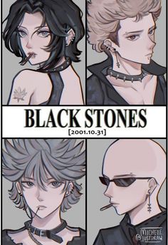 four different pictures of black stones with their hair pulled back and wearing sunglasses, one in front of the other