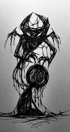 a black and white drawing of an abstract structure with vines on it's sides