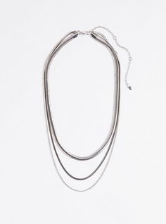 FIT. Layer 1: 19”. Layer 2: 21. 5”. Layer 3: 23” + 5” Extender. MATERIALS + CARE. Base metal. Imported. . DETAILS. High shine finish. . The best plus size women's multi layered snake chain necklace - silver tone necklaces in silver. Silver Snake Chain Layered Necklace, Minimalist Layered Snake Chain Necklace, Silver Snake Chain Necklace For Layering, Metal Snake Chain Layered Necklace, Silver Metal Snake Chain Layered Necklace, Silver Layered Snake Chain Necklace, Silver Metal Layered Necklace With Snake Chain, Metal Snake Chain Necklace With Double Chain, Snake Chain Necklace