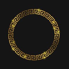 golden greek ornament in the shape of a circle on a black background illustration