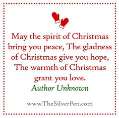 a christmas card with the words, may the spirit of christmas bring you peace