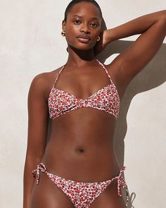 J.Crew: French Halter-neck Bikini Top In Liberty® Eliza's Red Fabric For Women Scalloped One Piece Swimsuit, Blue Scrunchie, Red Swimsuit, Cheeky Bikinis, Red Fabric, Halter Neck, Women Swimsuits, Womens Swimwear, Womens Swim