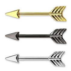 three gold and silver colored arrows