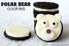 an oreo cookie is decorated to look like a polar bear