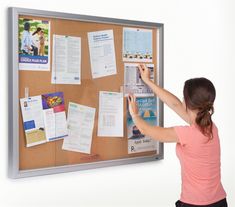 4' x 3' Silver Glass Enclosed Bulletin Board - 48 x 36 - $210 Black Cork Board, Paparazzi Display, Teaching Theatre, Jewelry Display Case, Door Casing, Tempered Glass Door, Work Room, Video Production Company, Store Displays