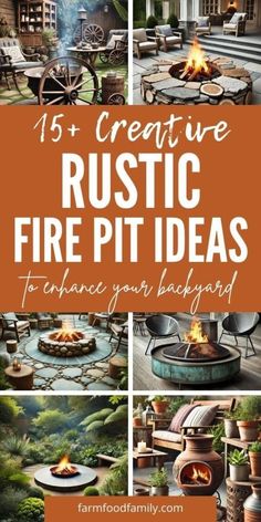 an outdoor fire pit with the words creative rustic fire pit ideas to enhance your backyard