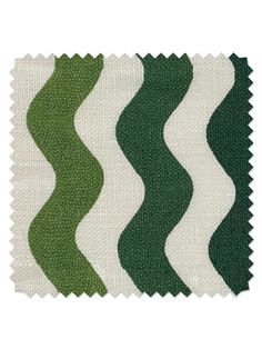 green and white fabric with wavy lines on the side, in different colors to match