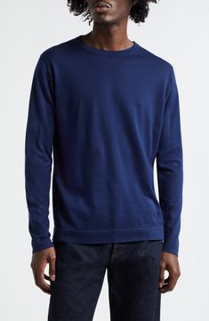 The English label's commitment to understated luxury informs the design of this crewneck sweater knit from supremely soft cotton yarn. 27 1/2" length (size Medium) Crewneck Long sleeves with ribbed cuffs 100% cotton Machine wash, dry flat Made in the UK Designer Clothing Fine Knit Cotton Crew Neck Sweater, Modern Crew Neck Knit Sweater, Modern Solid Crew Neck Sweater, Modern Solid Color Crew Neck Sweater, Modern Crew Neck Sweater, Modern Merino Wool Crew Neck Sweater, Crew Neck Merino Wool Sweater With Double-needle Sleeve, Modern Long Sleeve Sweater With Ribbed Neckline, Modern Crew Neck Sweater Relaxed Fit