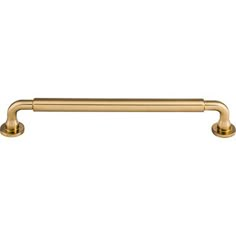 an antique brass pull handle on a white background