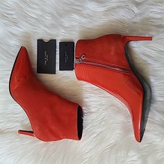 New In Box Rag & Bone Beha Booties Size 9 In Orange Suede. Beautiful Mixed Suede Booties With A Side Zip Closure. *New In Box *Orange *Mixed Suede, Patent Leather *Side Zip Closure *Comes With Box, Slight Damge On Box *Pointed Toe Bone Shoes, Suede Booties, Rag & Bone, Side Zip, Patent Leather, Bootie Boots, Bones, Ankle Boots, Women Shoes