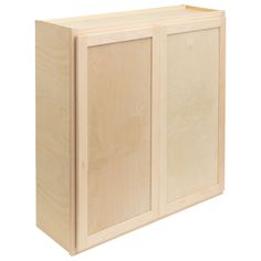 a wooden cabinet with two doors on one side and an open door on the other