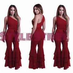 Bnwot Sexy Wine Colored One Shouldered Belted Jumpsuit With Flare Legs. Follow On Ig: @Mzenvy & @Stylestreetexperience Red Fitted Flirty Jumpsuits And Rompers, Flirty Red Fitted Jumpsuits And Rompers, Red Fitted Flirty Jumpsuit, Flirty Red Jumpsuits And Rompers For Date Night, Red High Waist Jumpsuits And Rompers For Party, Red High-waist Jumpsuits And Rompers For Party, Red High-waist Jumpsuit For Party, High Waist Red Jumpsuits And Rompers For Night Out, Flirty One-piece Jumpsuits And Rompers For Parties