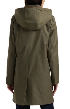 Whether it's sunny or threatening to rain, this cotton-blend coat makes sure you're prepared with an optional hood that buttons under the collar. 35" length Front button closure Spread collar with removable hood Front button-flap pockets Lined 57% cotton, 43% polyester Machine wash, tumble dry Imported Cotton Parka With Detachable Hood, Everyday Outerwear With Double-lined Hood, Everyday Solid Outerwear With Double-lined Hood, Hooded Cotton Raincoat For Rainy Weather, Cotton Raincoat With Pockets For Rainy Weather, Cotton Raincoat With Detachable Hood, Cotton Raincoat For Fall, Fall Cotton Raincoat With Detachable Hood, Winter Cotton Raincoat For Rainy Weather