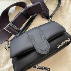 Authentic Small Nylon Bag Comes In The Dust Bag. New. Bags Jacquemus, Mini Bag Black, Jacquemus Bags, Jacquemus Bag, Bag Outfit, Nylon Bag, Office Outfits, Cloth Bags, Mini Bag