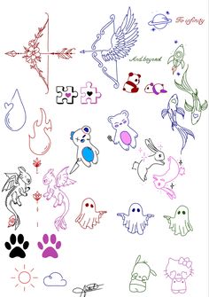 a bunch of different types of stickers on a white background with the same design