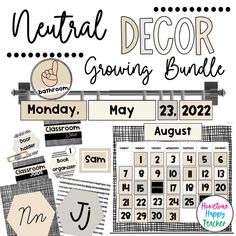 a bunch of different items that are on display for the decor growing bundle, including calendars and magnets