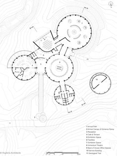 an architectural drawing shows the various areas in which there are different types of buildings and structures