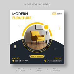 a modern furniture flyer with a yellow chair