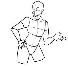 a drawing of a man with his hands out and one hand on his hip, the other