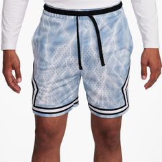 Don’t miss a beat while you move seamlessly from the court to the streets in the Jordan Dri-Fit Sport AOP Diamond Short. Made from a breathable lightweight mesh, these shorts are covered in heritage-inspired details that rep the brand in style. A label and a drawcord tip design inspired by MJ’s “breakfast club” workouts complete the Jordan Dri-Fit Sport AOP Diamond Short. Jordan Dri-Fit Sport AOP Diamond Short features: Jordan Standard fit gives a loose and easy feel. Dri-FIT technology wicks sw Go-dry Nylon Athletic Shorts For Streetwear, Blue Mesh Activewear For Summer, Casual Mesh Sports Bottoms, Casual Mesh Shorts For Streetwear, Casual Sports Mesh Shorts, Casual Athletic Shorts With Breathable Mesh For Training, Summer Mesh Activewear For Streetwear, Casual Mesh Athletic Shorts For Training, Summer Mesh Activewear For Street Style