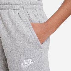 Your child will have no problem getting ready with the greatest of ease in the Nike Club French Terry Youth Shorts. These shorts pull right up with no fuss. Plus, they're soft on the inside and smooth on the outside, creating the comfiest fit ever. Your kid will always want to wear these. Get a few in different colors for an easy weekly rotation. Stretchy waistband. Adjustable with hidden drawstring. Fabric: French terry. Embroidered Nike logo on left leg. Side slip in pockets. French Terry Pants, Nike Sportswear Club Fleece, French Terry Shorts, Jogging Bottoms, Terry Shorts, Nike Kids, French Terry Fabric, Heather White, Nike Store