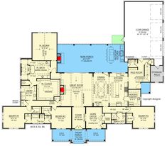 the floor plan for a house with two pools