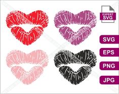 lips drawn in different colors and shapes with the words expert svg on top of them