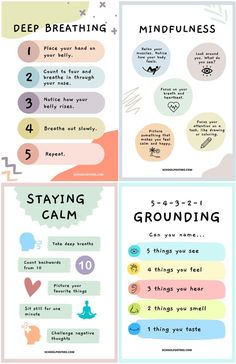 There are many techniques to help manage stress/anxiety……… different things work for different people….after all we are all unique 😊 If you have a good selection of coping skills & strategies to try ….. you will find things that work for you 😊 Copy these pictures to your phone & you will always have instant access to your own wee toolkit ❤️ School Counselor Posters, Student Wellness, Poster Package, Counselor Posters, Middle School Counselor, Mental Health Posters, Mindfulness For Kids