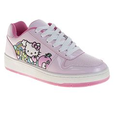 Channel your inner Hello Kitty cuteness with these sneakers! Featuring a charming Hello Kitty design and a color palette reminiscent of classic styles, these lace-up sneakers are perfect for adding a touch of fun and nostalgia to your everyday look. The durable rubber sole provides excellent traction, while the breathable interior lining keeps feet cool and comfortable. Shop Hello Kitty, Hello Kitty Design, Hello Kitty Shoes, Sneakers Pink, Cute Accessories, Closed Toe Shoes, Skechers Women, Rubber Heels, Fashion Sneakers