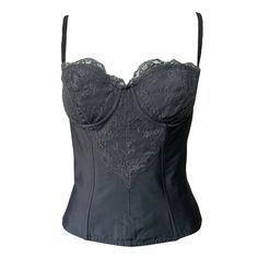 Vintage 00s Anna Molinari for Blumarine dark grey corset covered with lace on the bust and center front. The elasticated and ruched back ensures a comfortable and flattering fit. Fastens with hooks along the back. Size: Labelled as a size IT42 (Medium) and fits true to size. For reference, the mannequin is a size XS so the corset was pinned at the back for the photos. Very good vintage condition - The elasticated fabric at the back has lost a little bit of its give due to age. Priced accordingly Fitted Coquette Corset With Underwire, Coquette Fitted Underwire Corset, Fitted Underwire Coquette Corset, Fitted Lace Bodice With Underwire, Coquette Fitted Corset With Built-in Bra, Fitted Lace Trim Corset In Coquette Style, Fitted Underbust Corset With Lace Bodice, Fitted Underwire Corset With Lined Body, Fitted Lace Bodice Corset With Underwire