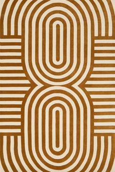 a brown and white rug with the number eight in it's center, surrounded by lines