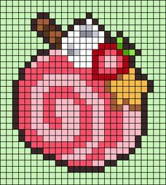 a cross stitch pattern with an apple on it