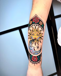 Sun And Moon Tattoo Designs, Sun And Moon Tattoo Ideas, Sun And Moon Tattoos, Moon Tattoo Ideas, Celestial Tattoo, Sun And Moon Tattoo, Inner Forearm Tattoo, Native Tattoos, Moon Tattoos