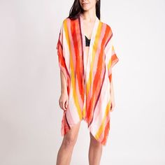 Women's Kimono Summer Striped Print Lightweight Long Top Cover Beachwear Dress Features: Material: 20% Cotton 80% Viscose Size: One Size Fits Most Great Idea As Summer As Cover Up With Bikini Striped Colors And Will Give You A Stylish Look Care/Import: Hand Wash Cold / Imported. Orange Beachy Dress For Spring, Casual Beach Dress For Summer, Pink Beach Dress For Resort Season, Casual Beach Dress For Warm Weather, Spring Orange Beach Dress, Casual Pink Cover-up For Day Out, Casual Orange Beach Dress For Summer, Orange Beach Dress For Summer Vacation, Summer Multicolor Open Front Cover-up