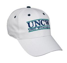 North Carolina - Wilmington Bar Hat Classic Sports Event Hat, One Size Fits Most, Classic Hats For Sports Events, Adjustable Fitted College Hat With Embroidered Logo, Adjustable Fitted Hat With Embroidered Logo For College, Collegiate White Hat With Flat Brim, Classic Curved Brim Baseball Cap For College, Classic Curved Brim Hats For Sports Events, Classic Sports Cap, Classic Sports Cap For Events