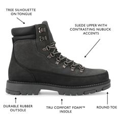 Introducing Dunes by Territory, the ankle boot that combines rugged style with practical details. Made with water-resistant genuine leather and featuring a two-tone design, Dunes is ready to take on any adventure. With its lace-up design, durable rubber sole, 1 1/4 inch block heel, and a 6 mm Tru Comfort Foam™ insole, these boots provide both comfort and support, making them the perfect choice for exploring or adding a touch of adventure to your everyday style. Rugged Style, Closed Toe Shoes, Round Toe Heels, Mens Shoes Boots, Lace Up Ankle Boots, Everyday Style, Lace Up Shoes, Fashion Boots, Everyday Fashion