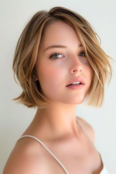 Chin Length Bob With Textured Ends Hairstyle For Thin Hair. Cool Girl Bob, Messy Short Hair, Mom Hairstyles, Bob Haircuts For Women, Girl Haircuts, Short Bob Haircuts