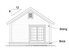 the side view of a small house with measurements for the windows and sidings on each side